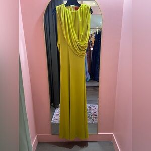 Halston Heritage One Shoulder Yellow Dress
